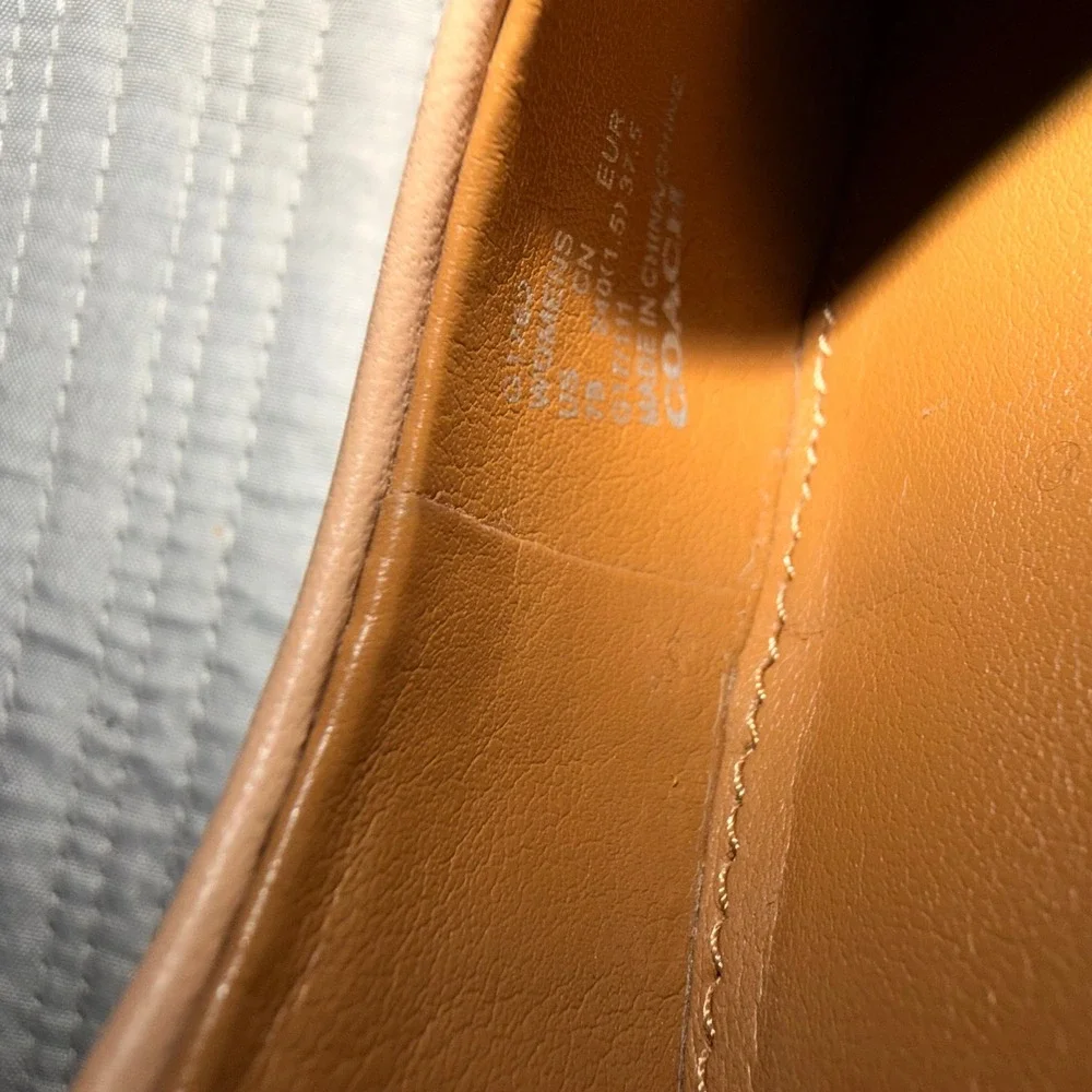 Coach Women's Waverly Tan Leather Pointed Toe Turnlock Kitten Heel Pumps Size 7B